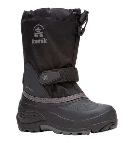 Kamik Winterstiefel Waterbug 5G - Wasserdicht, Schwarz/Charcoal, Kindergröße 38 - Die perfekten Winterstiefel für Abenteuer: Wasserdichtes Nylon-Obermaterial und feuchtigkeitsableitendes Innenfutter sorgen für warme, trockene Füße - ideal für Schnee und Kälte!