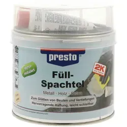 Presto Spachtelmasse 600115, 2K Füllspachtel für Karosserien - Baumaterial, universell einsetzbarer 2K Füllspachtel mit hervorragenden Haftungseigenschaften, ideal für Hobby- und Do-it-Yourself-Projekte, leicht schleifbar und überstreichbar.
