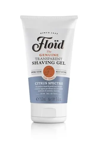 Floïd Citrus Spectre Shaving Gel (150 ml), Rasiergel mit Glycerin zum Schutz und zur Hydratisierung der Haut, Gel für eine glatte Rasur mit entspannend-warmem Duft