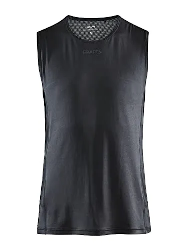 Craft Herren ADV Essence Sl Tee T-Shirt, Schwarz, XXL - Hochwertiges Muskelshirt für Herren aus weichem Material mit Mesh-Einsätzen für optimale Belüftung. Praktische verdeckte Tasche mit Reißverschluss rechts für zusätzlichen Komfort.