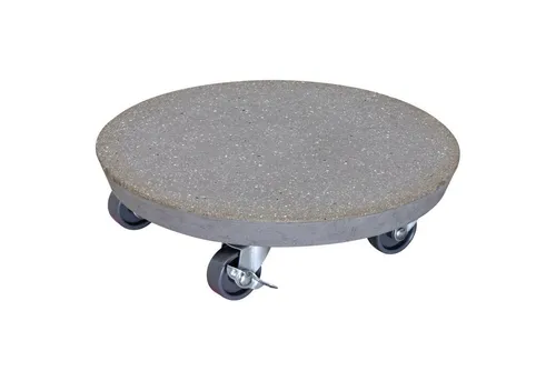WAGNER Pflanzenroller STONE Ø 28 x 8 cm - Robuster Kübelroller für drinnen und draußen - Gefäßroller in Terrazzo-Optik, mit 2 Bremsrollen für sicheren Halt und einer Tragkraft von 100 kg. Ideal zum rückenschonenden Verschieben schwerer Pflanzen.