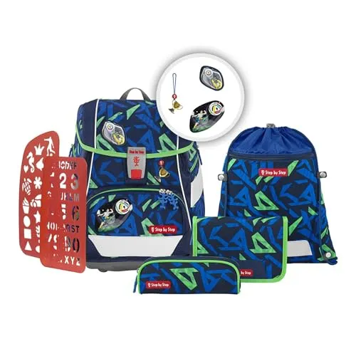 Step by Step Schulranzen-Set 2IN1 Plus Soccer Ben - Ergonomischer Tornister mit höhenverstellbarem Hüftgurt, verwandelt in einen coolen Rucksack und individuell gestaltbar