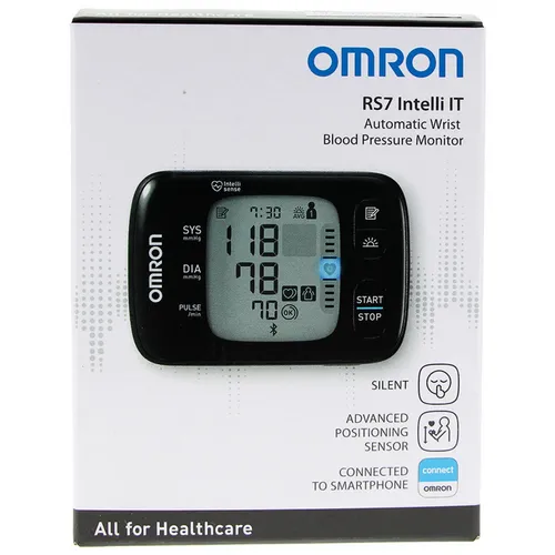 Omron Handgelenk-Blutdruckmessgerät RS7 Intelli IT - Blutdruckmessgerät mit klinischer Validierung, ideal auch für Übergewichtige, und kompatibel mit der OMRON connect App für einfache Datenverwaltung.