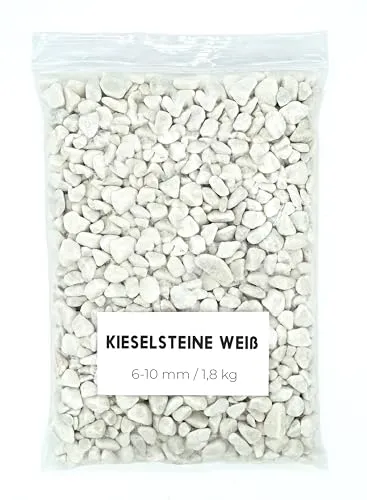 Landare Kieselsteine Weib 1,8kg - Dekosteine - Dekosteine für Vasen - Dekosteine Weiß - Kieselsteine Deko - Kieselsteine Klein - Zierkies - Kieselsteine Garten (6-10 mm) (Weiß)
