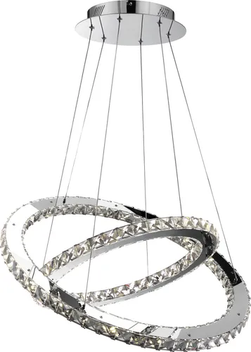 Globo Lighting Hängeleuchte Marilyn mit K9 Kristallen, verchromt, LED 56W - Moderne Hängeleuchte Marilyn mit beweglichen Leuchtringen, verziert mit klaren K9 Kristallen. Mit 2840 Lumen und neutralweißer Lichtfarbe von 4000K sorgt sie für eine stilvolle Beleuchtung in jedem Raum.