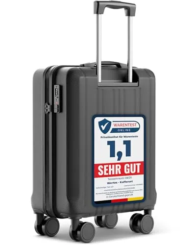 Wertes Handgepäck Koffer 55x40x20cm mit TSA Schloss - Praktischer Koffer aus robustem ABS für sicheres Reisen. Mit 4 Doppelrollen und Teleskopgriff für müheloses Manövrieren. Ideal für 2–5 Tage Reisen und entspricht den IATA-Handgepäckrichtlinien.