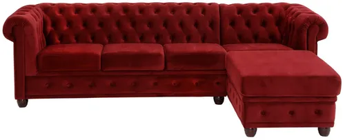 Home affaire Chesterfield-Sofa New Castle L-Form, hochwertige Knopfheftung in Chesterfield-Design, B/T/H: 255(171/72)