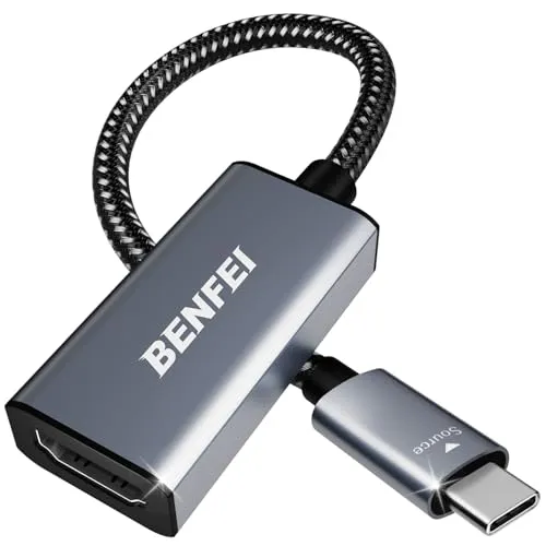 BENFEI USB C zu HDMI Adapter 4K@60Hz, USB Typ-C zu HDMI Adapter [Thunderbolt 3/4/5 Kompatibel] mit iPhone 15 Pro/Max, MacBook Pro/Air 2023, iPad Pro, iMac, S23, XPS 17, Surface Book 3