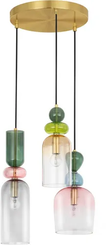 Nova Luce Hängeleuchte MURANO - Elegante Deckenlampe in Grün - Lampen für Indoor, 3-flammig mit E14 Fassung, stilvolles Design aus Glas, ideale Wahl für eine gemütliche Atmosphäre.