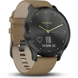 Garmin vivomove HR Premium black/tan - Stylische Hybrid-Smartwatch mit Herzfrequenzmessung am Handgelenk, ganztägigem Stress-Level-Tracking und bis zu 5 Tagen Akkulaufzeit im Smart-Modus. Ideal für Fitness und Alltag.