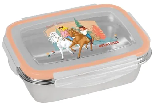 Brotdose Bibi & Tina Abenteuer 850ml Edelstahl | Brotbox | Lunchbox | Pferde | luftdicht | lebensmittelecht | GEDA Labels