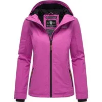 Marikoo Damen Übergangsjacke Lilac Lily – windabweisend mit Kapuze - Die Marikoo Damen Übergangsjacke überzeugt durch ihr leichtes, windabweisendes Material und die praktische Kapuze. Ideal für die Übergangszeit, bietet sie eine feminine Silhouette und zwei Reißverschlusstaschen für sicheren Stauraum.