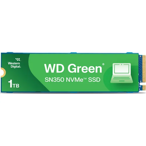 WD Green SN350 NVMe SSD 1 TB - Hochleistungs M.2 2280 - Festplatte mit 1 TB Speicher, ideal für schnelles Booten und reibungsloses Multitasking dank PCIe 3.0 x4 Technologie.