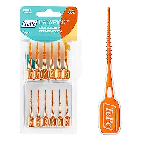 TePe EasyPick Dental Stick XS/S - 36 Stück im praktischen Taschenetui - Interdentalzahnbürsten: Benutzerfreundlicher Dental Pick für effektive Zahnreinigung unterwegs, ideal für kleine Zahnzwischenräume und empfohlen von Zahnärzten.