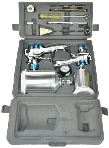 DeVilbiss 802342 StartingLine HVLP Schwerkraft-Spritzpistolen-Set - Hochwertiges Spritzpistolen-Set für präzises Arbeiten im Lackierbereich. Ideal für den professionellen Einsatz mit geprüfter Qualität und einfachem Handling.