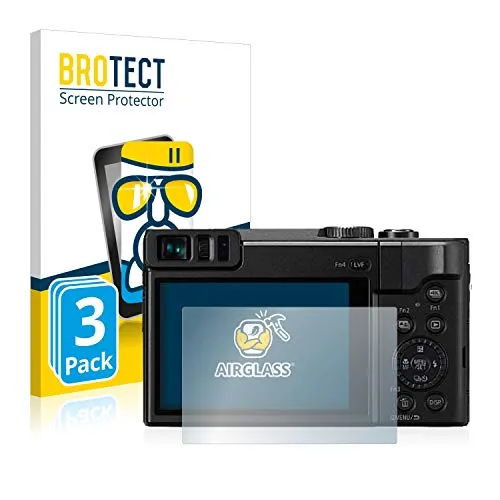 BROTECT Schutzglas Folie für Panasonic Lumix DC-TZ91 (3 Stück) Panzer Schutzfolie Glas [Extrem Kratzfest 9H, Anti-Fingerprint, Ultra-Transparent]