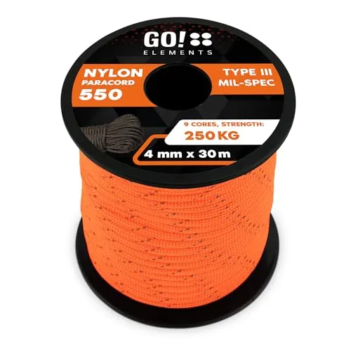 Paracord 550 Typ III | ø 4mm - 11 Kerne - max. 250 kg | 100% Nylonschnur - reißfest & extrem stabil | Nylonseil, Allzweckseil, Reepschnur & Outdoor Seil