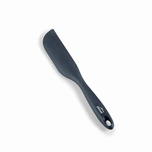 Lacor - 64471 - Grauer Küchenlöffler, schmale Statula, Silikon, Küchenutensilien, ergonomischer Griff, Antihaftbeschichtet, hochtemperaturbeständig, spülmaschinenfest, Länge 27 cm