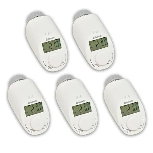 Eqiva Bluetooth Smart Heizkörperthermostat 5er-Set - Thermostate mit App-Steuerung, spart bis zu 30 % Heizkosten und ermöglicht individuelle Heizzeiten für maximalen Komfort.