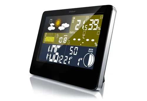 BEARWARE Wetterstation mit Farbdisplay und Außensensor - Wettersensoren mit DCF Empfangssignal, digitaler Anzeige von Innen- und Außentemperatur, Wettervorhersage und mehr. Ideal für präzise Wetterinformationen zu Hause.