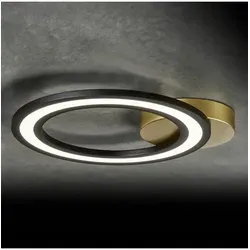 Holtkötter LED-Deckenleuchte ORBIT Schwarz / Eloxal Messing - Lampen mit 5400 Lumen und Dimmfunktion für flexible Beleuchtung. Elegantes Design in Schwarz und Messing, perfekt für Wohn- und Arbeitsräume.