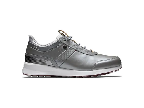 Footjoy Stratos Damen Golfschuh Silber - Bequem und Wasserdicht - Erleben Sie mit den Footjoy Golfschuhen Komfort und Stil auf dem Golfplatz. Diese klassischen, wasserdichten Schuhe bieten optimale Unterstützung für Ihr Spiel.