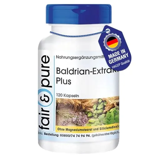 Fair & Pure® - Baldrian-Extrakt Plus - 120 Kapseln - mit Hopfen und Melisse - vegan - ohne Magnesiumstearat