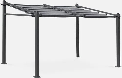 Alice's Garden Aluminium-Wandpergola Murum 3x4m - Pavillons mit versenkbarem Dach und Schiebeplane, ideal für entspannte Stunden auf Ihrer Terrasse. Robuste Aluminiumstruktur für lange Lebensdauer.