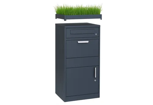 osoltus Standbriefkasten Paketbox - Modern und Praktisch - Briefkasten und Paketbox in Anthrazit, aus robustem Stahl, bietet sicheren Empfang von Paketen und Briefen, ideal für moderne Haushalte.