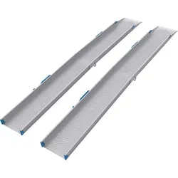 Rehasense Pondus F2 Rampe 200 cm, klappbar und stabil - Die klappbare Aluminium-Rollstuhlrampe Pondus F2 bietet hohe Stabilität und Belastbarkeit bis 400 kg. Ideal für den einfachen Transport und die sichere Überwindung von Stufen bis 40 cm.