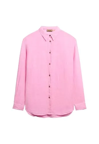 Superdry Damen Lässiges Hemd aus Leinen im Boyfriend-Stil Küstenpink 36 - Stylisches Boyfriend-Hemd aus hochwertigem Leinen für einen lässigen Look. Mit lockerer Passform und Button-Down-Kragen ist es perfekt für jeden Anlass. Kombinierbar mit Jeans oder Röcken – ein Must-have für jeden Kleiderschrank.