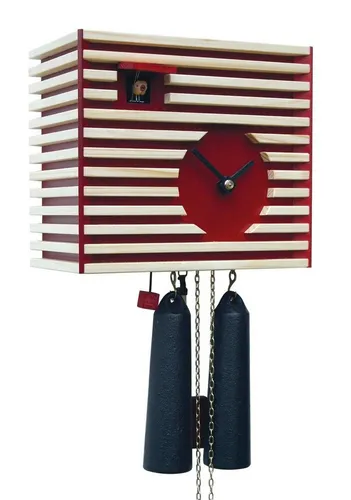 Rombach & Haas Pendelwanduhr Kuckucksuhr im Bauhaus-Stil CS34 - Wohnaccessoires mit hörbaren Tickgeräuschen und elegantem Bauhaus-Design aus hochwertigem Bambus - ein stilvoller Blickfang für Ihr Zuhause.