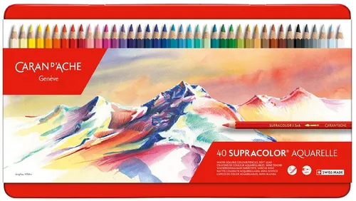 Caran d'Ache Geneve 40 Supracolor Aquarelle Wasservermalbare Farbstifte - Schreibutensilien mit 3.8mm Mine, ideal für kreative Aquarelltechniken und brilliante Farbmischungen.