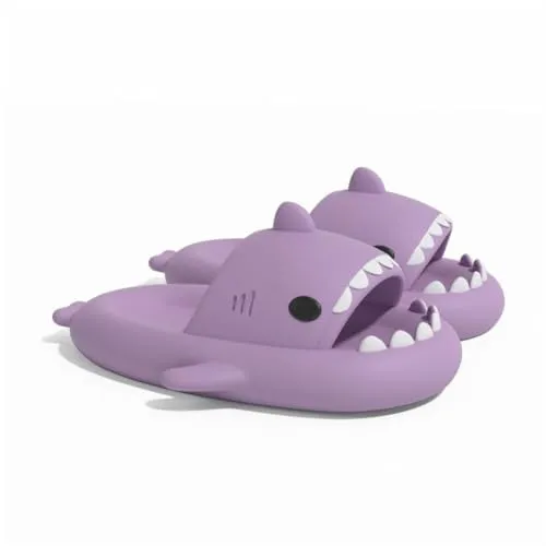 Hai Badeschuhe, Haifisch Badeschlappen rutschfest, schnell trocknend, bequem mit Haifisch-Design (Gr. 34–43) (Hell-Lila 10, EU Schuhgrößensystem, Erwachsene, Damen, Numerisch (von/bis), M, 34, 35)