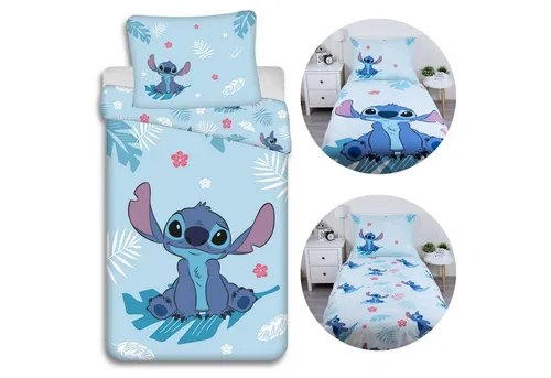 Sarcia.eu Disney Stitch Kinderbettwäsche für Mädchen 140x200cm - Bettwäsche-Set mit Disney Stitch Design aus 100% Baumwolle, ideal für einen angenehmen Schlaf. Praktischer Reißverschluss und pflegeleicht, perfekt für Fans von "Lilo & Stitch".