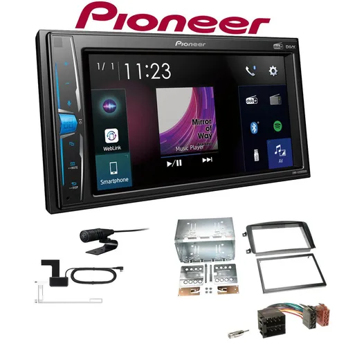 Pioneer Bluetooth DAB+ Autoradio für Mercedes Benz C-Klasse 2000-2004 - Autoradio mit 2 DIN, Touchscreen und DAB+ für erstklassigen Klang. Ideal für Mercedes C-Klasse Modelle, bietet Bluetooth, USB und Dual Camera Eingang für moderne Konnektivität.