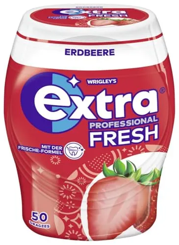 Extra Professional Kaugummi Zuckerfrei, Erdbeere & Minze, 50 Dragees - Zuckerfreier Kaugummi mit intensivem Erdbeer- und erfrischendem Minzgeschmack. Ideal für frischen Atem und unkomplizierten Genuss unterwegs. Perfekt für jeden Anlass!