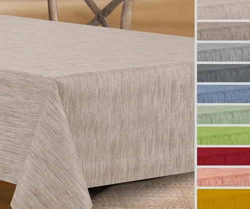 Wachstuchtischdecke rund oval eckig, Georginias Tischdecke abwischbar, Farbe und Größe wählbar (Eckig 100x140 cm Beige)