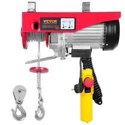 VEVOR elektrische Seilwinde 600kg - 12m Hubhöhe, 1150W Kupfermotor - Werkstatteinrichtung mit 600 kg Hubkraft und 10 m/min Geschwindigkeit. Ideal für vielseitige Hebeanwendungen, ausgestattet mit Kabelfernbedienung und robustem Stahlkabel.