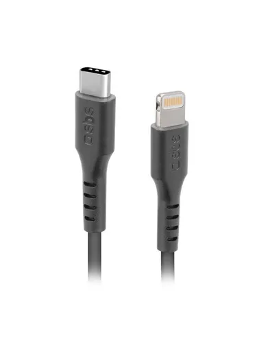 SBS Type-C to Apple Lightning Kabel 1 Meter schwarz - USB-Kabel & Adapter, ideal für schnelles Laden und Datenübertragung, MFI-zertifiziert für optimale Kompatibilität mit Apple-Geräten.