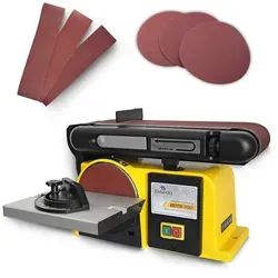 BAMATO Band- & Tellerschleifer BDTS-900 | Leistungsstark & Vielseitig - Schleifmaschinen mit 370 Watt Induktionsmotor, schwenkbarem Tisch und Klettverschluss für schnellen Schleifpapierwechsel. Ideal für präzise Detailarbeiten an Holz.