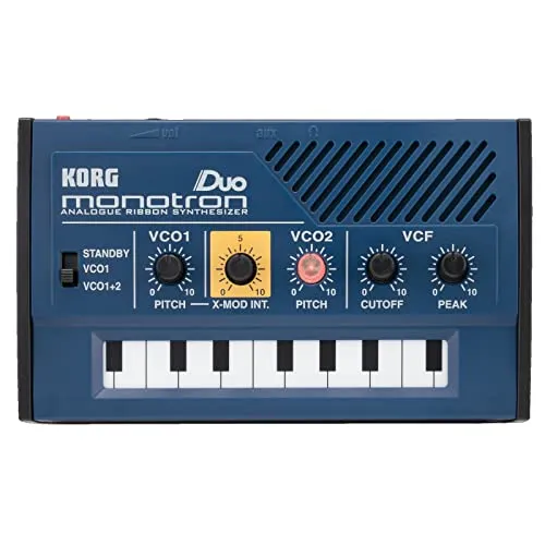 Korg Monotron-Duo Miniatur-Synthesizer Schwarz - Tabletop-Synthesizer mit zwei analogen Oszillatoren, ideal für kreative Klangexperimente und tragbaren Einsatz dank integriertem Lautsprecher und Batteriebetrieb.