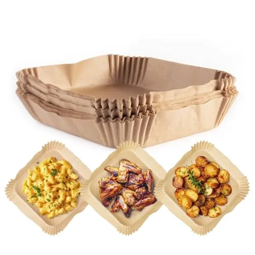 RACH'S KOCHWERK Backpapier-Schalen - 100er-Set - Heißluftfritteusen-Backpapier in braun, ölbeständig und perfekt für 3-4 Liter Geräte. Ideal für müheloses Kochen und einfache Reinigung!