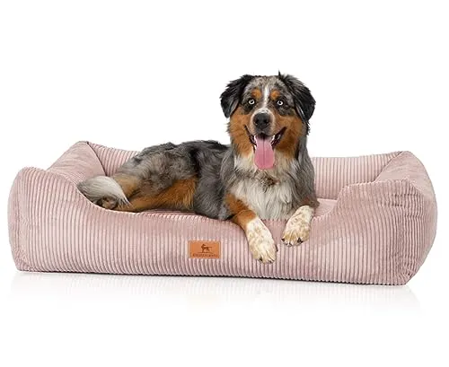 Knuffelwuff Tierbett Hundebett Olivia aus Cord - Luxuriöses Hundebett aus hochwertigem Cordstoff mit abnehmbarem, waschbarem Bezug. Ideal für Allergiker und sorgt mit Schaumstoffflocken für optimalen Komfort und Gelenkschutz.