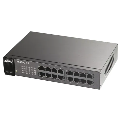 ZyXEL ES1100-16P Ethernet Switch - 16-Port Ethernet Switch mit 10/100 Mbps, ideal für den professionellen Einsatz in Netzwerken, kompakte Bauweise und zuverlässige Leistung.