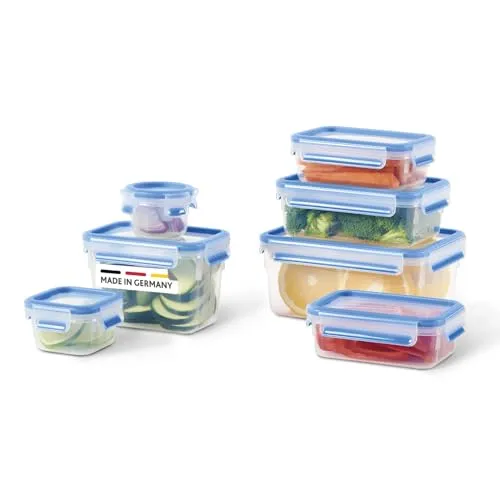 Emsa Frischhaltedosenset Clip & Close, 7-teilig - Vorratsdosen Set mit 7 auslaufsicheren Dosen, BPA-frei und mikrowellengeeignet. Ideal für eine luftdichte Aufbewahrung von Lebensmitteln.