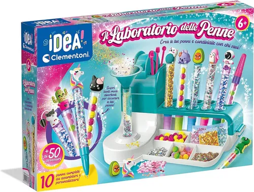 CLEMENTONI 18748 Labor Von Stifte - Kreatives Stift-Labor für Kinder ab 6 Jahren, um personalisierte Stifte mit Glitzerfarben und Dekorationen zu kreieren und ihre Kreativität zu fördern.