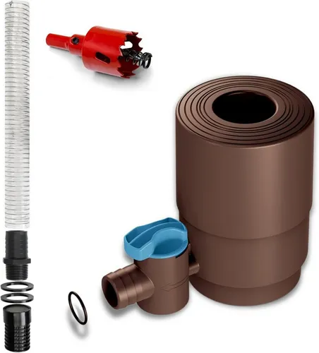 YourCasa Regentonne Regensammler Regendieb [Downpipe50] mit Absperrhahn - Praktischer Regensammler für effiziente Regenwassernutzung. Mit integriertem Absperrhahn und Sieb für sauberes Wasser. Ideal für Garten und Balkon.