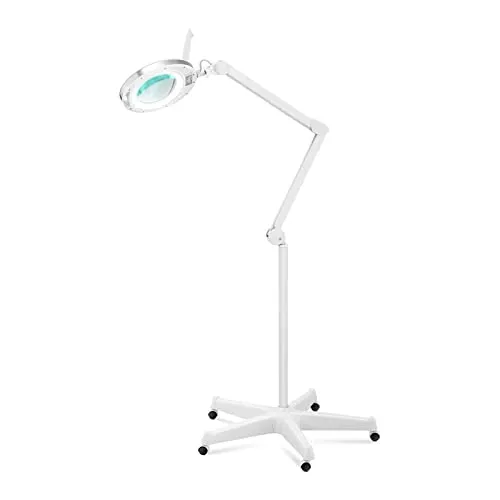 physa PHY-6ML-2 Lupenleuchte 5 dpt - Leselupen mit 820 lm Helligkeit durch 60 LEDs, ideal für präzise Arbeiten. Flexibles Rollstativ und Gelenkarm sorgen für optimale Positionierung.