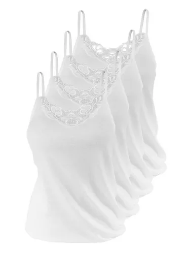 Yenita® Damen Unterhemden 4 Stück - Baumwolle 44-46 in Weiß - Hochwertige Yenita Unterhemden aus 100% Baumwolle bieten angenehmen Tragekomfort und modische Details. Ideal für jede Jahreszeit, vielseitig kombinierbar und ein Must-Have für jeden Kleiderschrank.